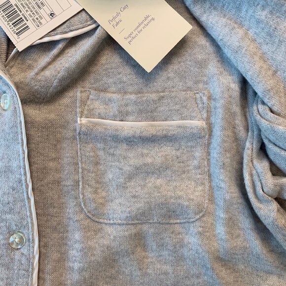 Stars Above Womens Grey Soft Knit Button Down Night Gown Lounge Pajamas- Med NWT - Picture 4 of 7